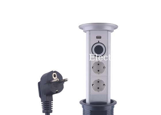 Motorized Pop Up Counter Outlet , 2 x Schuko Pop Up Desk Power Outlet
