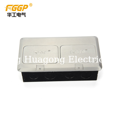 Silver Color Polished Double Floor Socket UK Aluminium Alloy Floor Socket Box