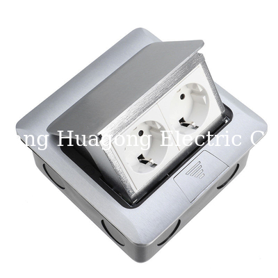 Popular Silver EU Plug Pop Up Double Floor Socket / 2 Gang Power Socket