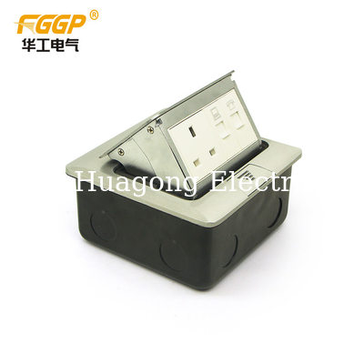 Aluminium Built In Pop Up Floor Receptacle With Double Positions India Type Socket