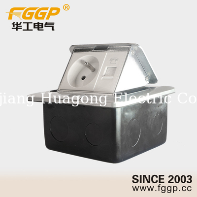 French Standard Square Pop Up Outlet Brushed Silver Panel AC 110 ~ 250V 16A