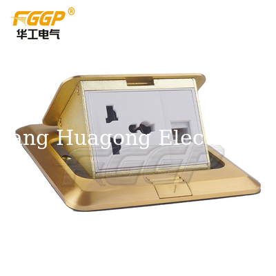 Brushed Brass Pop Up Floor Socket