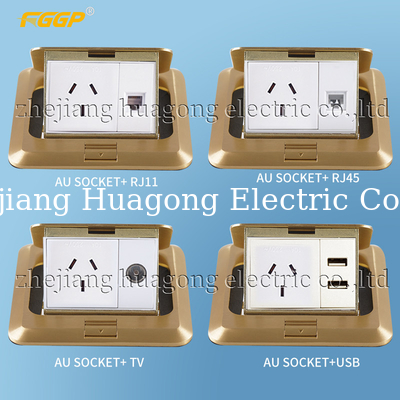 16A 250V Watertight 120mm X 120mm Pop Up Floor Socket Box
