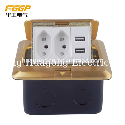 HGD 2F AC1 Hidden Brass Pop Up Floor Outlet With Modular Jack