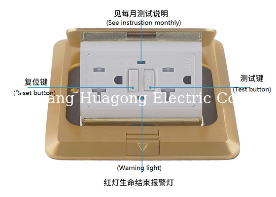 110V 250V Gold Polished Brass Alloy EU Floor Socket Box