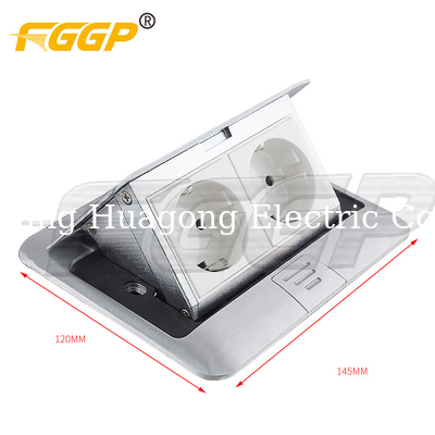 Duplex Floor Socket Box European Style Pop Up Floor Receptacle With Rj11 Module