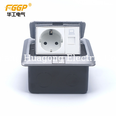 250VAC Square Floor Socket Outlet Box Aluminum Alloy IP44