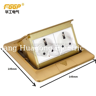 Multifunctional Rj45 Data Floor Socket Box With Data Jacks SS Covered Brass Floor Socket