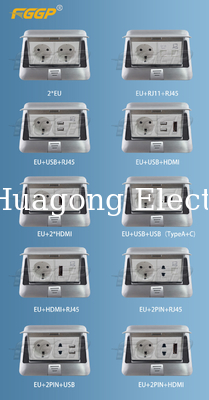 Double Positions Pop Up Floor Socket Germany Standard Twin Floor Socket