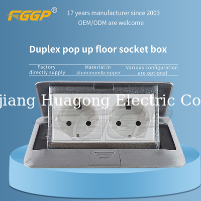 Aluminum Alloy Pop Up Floor Mounted Power Sockets 16A Spray Painting