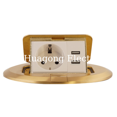 Coin Open Round Waterproof Floor Socket Box With 2Pin Universal Outlet